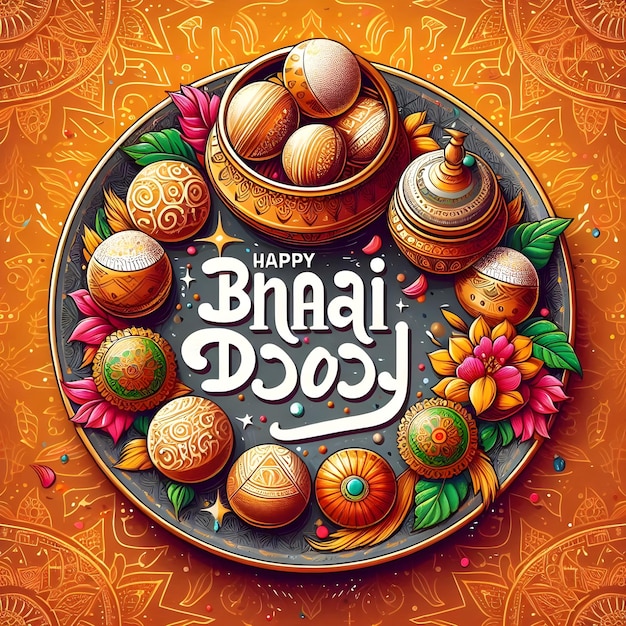 Photo bhai dooj poster illustrations of traditional indian sweets