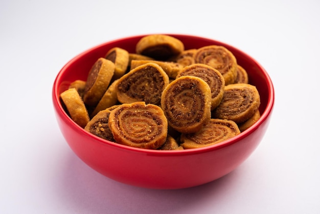 Bhakarwadi or Bakarvadi or Bhakharwadi is an Indian traditional Snacks originating from Pune