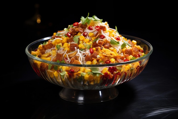 Photo bhelpuri photo in a transparent bowl