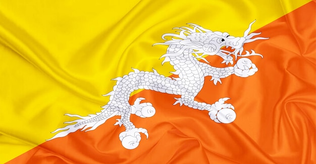 Bhutan Flag Flying In The Wind