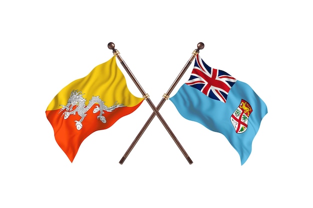 Bhutan versus Fiji Two Flags Background