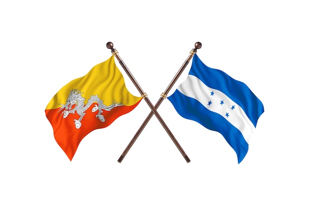 Bhutan versus Honduras Two Flags Background