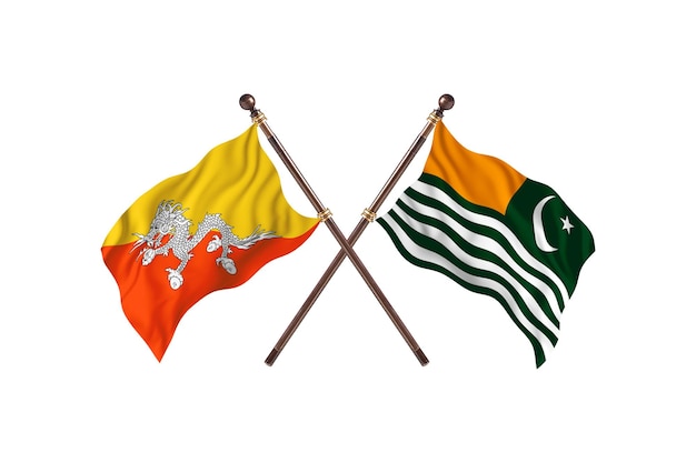 Bhutan versus Kashmir Two Flags Background