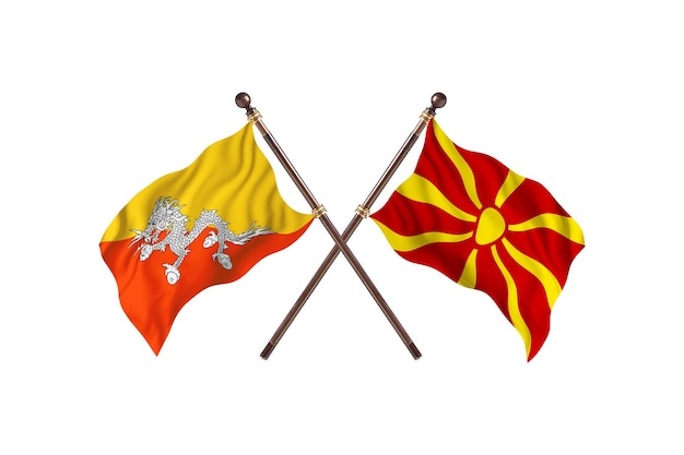 Bhutan versus Macedonia Two Flags Background