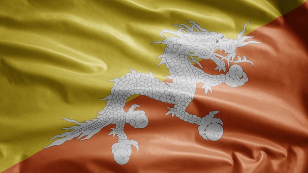 Bhutan waving flag in the wind