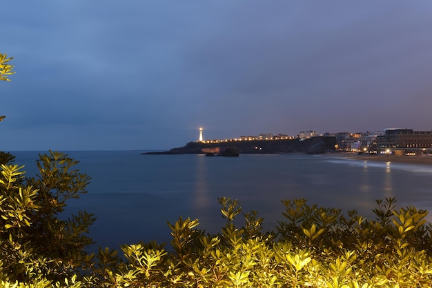 Biarritz city in the Bay of Biscay France panoramic view with Pyrenees mountains and Atlantic ocean