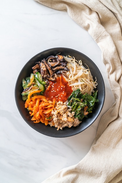 Bibimbap, Korean spicy salad with rice bowl