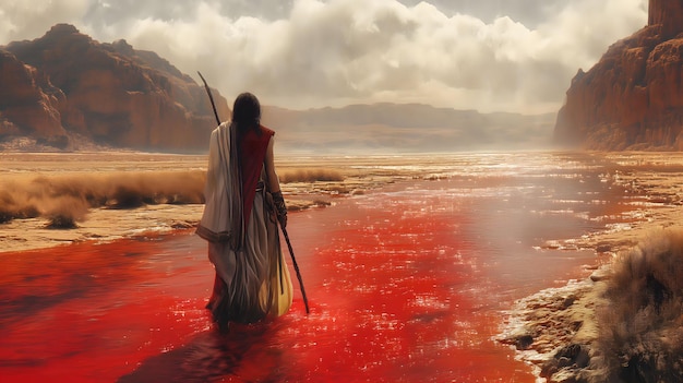 Biblical illustration The First Egyptian Plague Water Became Blood