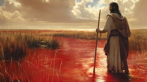 Biblical illustration The First Egyptian Plague Water Became Blood