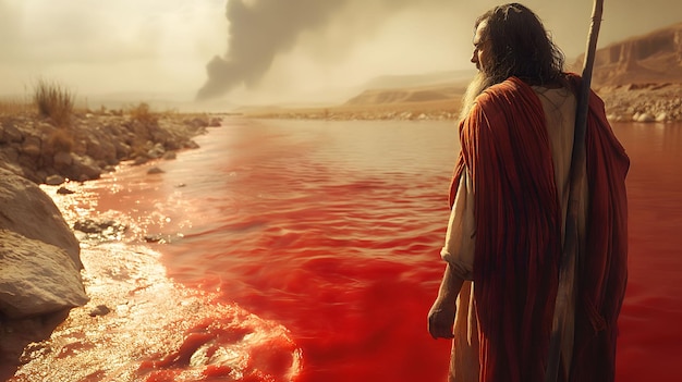 Biblical illustration The First Egyptian Plague Water Became Blood