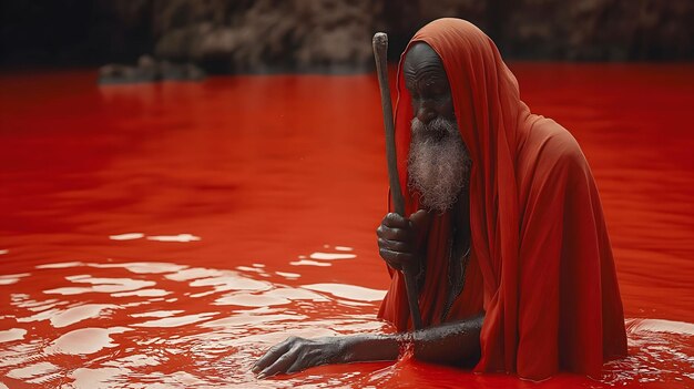 Photo biblical illustration the first egyptian plague water became blood