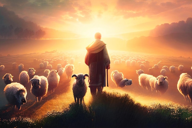 Biblical illustration of Jesus as a shepherd.