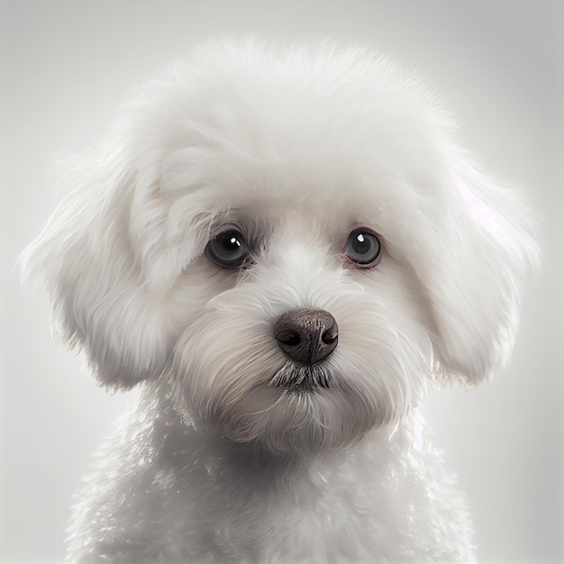 Bichon maltes portrait. Realistic illustration of dog isolated on white background. Dog breeds