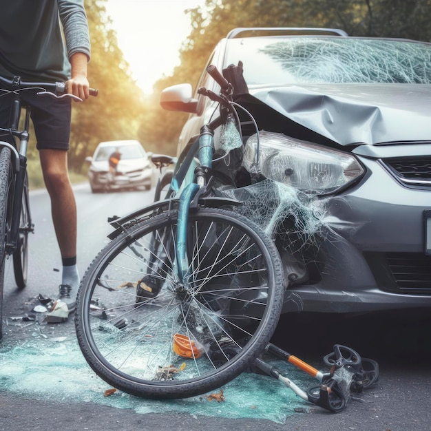 bicycle accident with car ai generative