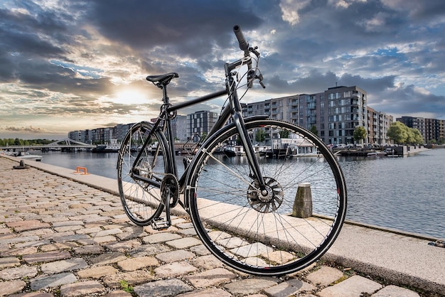 Bicycle concept in copenhagen denmark bikes parked on the side of the street