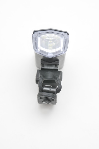 Bicycle headlights on isolated white background