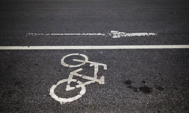 Bicycle lane signage on street