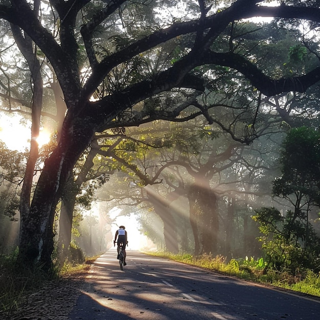 bicycle rider Along the road