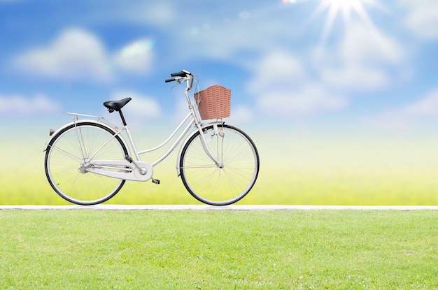 Bicycle on road and blue sky 