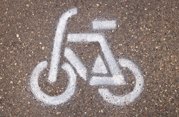 Bicycle road sign on the road.