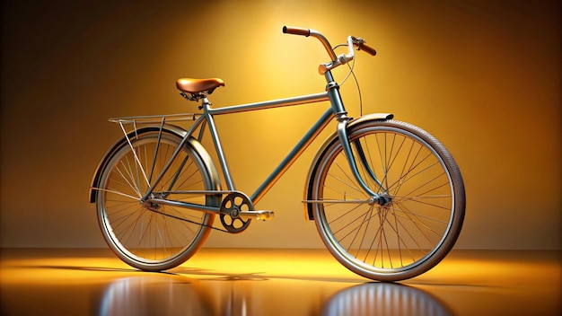 Photo a bicycle on a stand with a yellow background