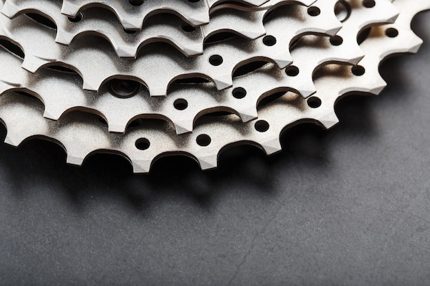 Bicycle stars from a bicycle chain drive mechanism on a black background