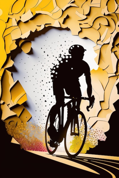 Bicycle tour de france poster Generative AI illustration