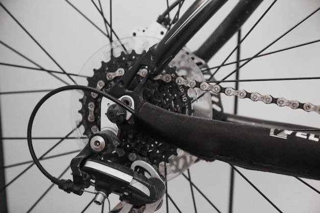 Bicycle wheel Spokes and details tire closeup