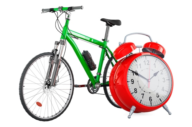 Bicycle with alarm clock 3D rendering