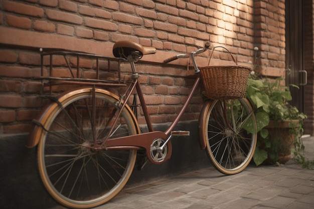 A bicycle with a basket on the front