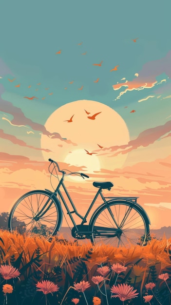 bicycle with the moon in the background