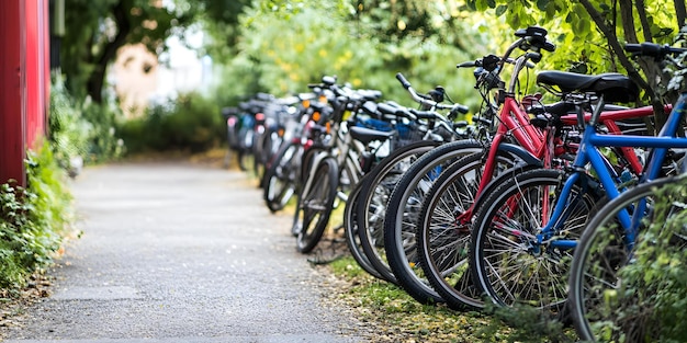 Bicycles Parked in a Row