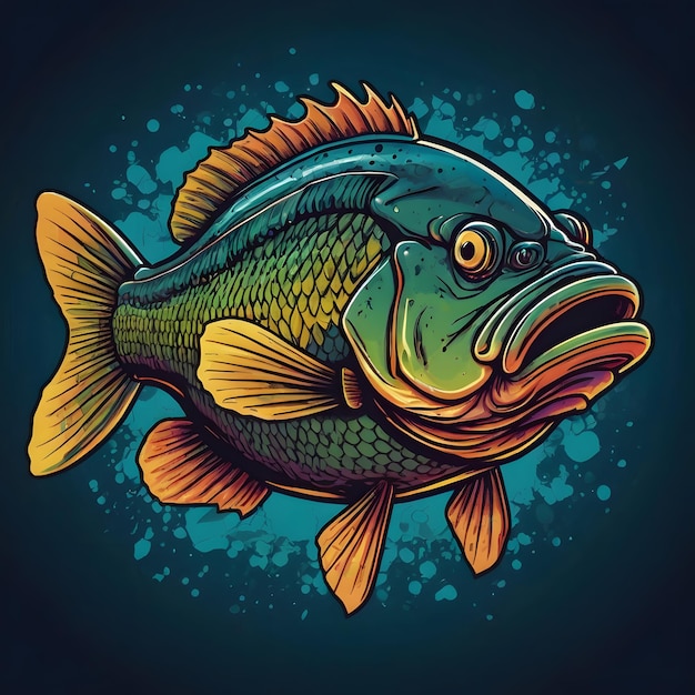 Big bass fish on transparent background