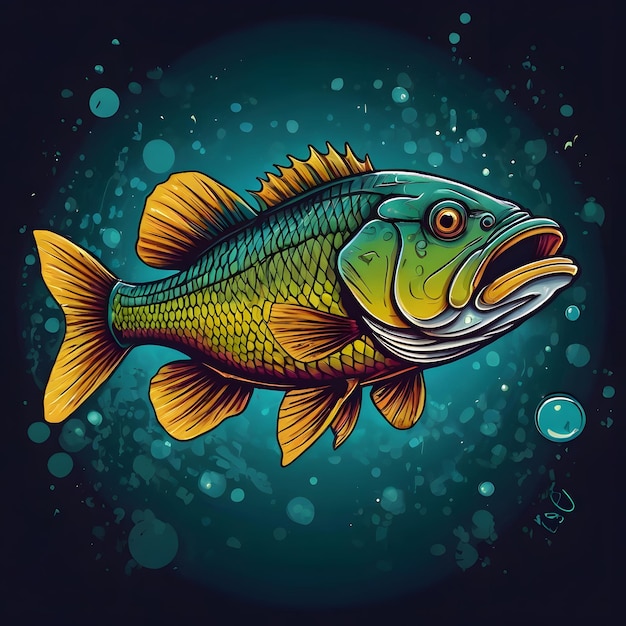 Big bass fish on transparent background