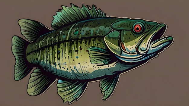 Big_bass_fish_vector_cartoon_for_tshirt_Big_bass_fish image You can trace this image and use it