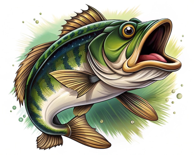 big bass fish vector cartoon for tshirt big bass