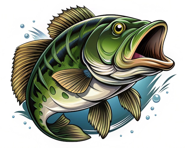 big bass fish vector cartoon for tshirt big bass