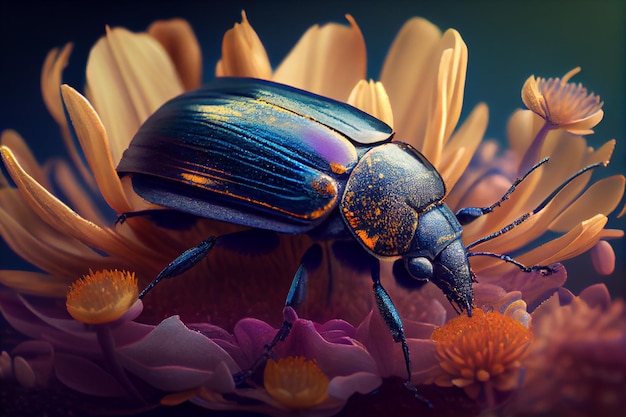 Big beetles and fresh flowers