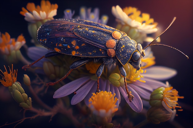 Big beetles and fresh flowers