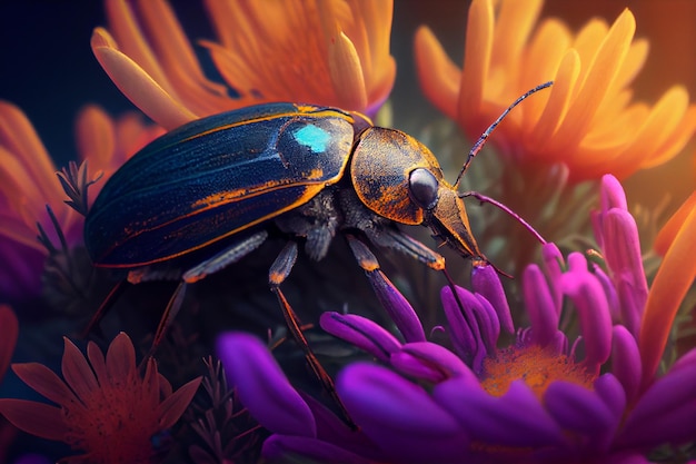 Big beetles and fresh flowers