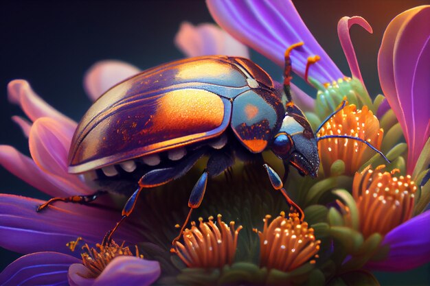 Big beetles and fresh flowers