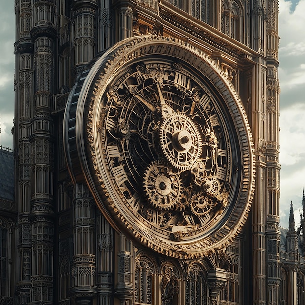 Photo big ben as a giant clockwork mechanism