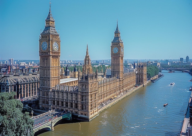 Big Ben Clock Tower Overlooking Thames