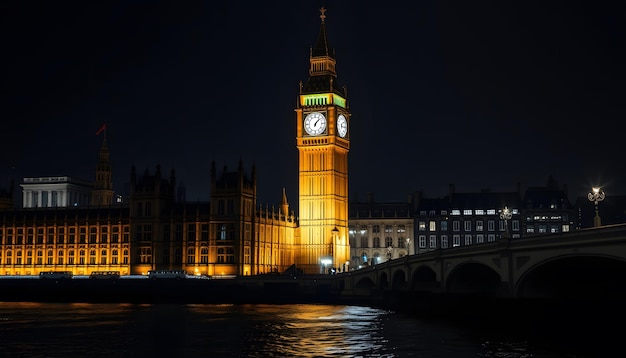 Photo big ben and houses of parliament at night london uk isolated with white highlights