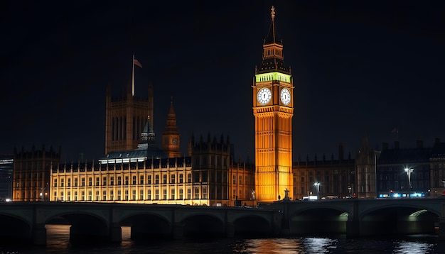 Photo big ben and houses of parliament at night london uk isolated with white highlights