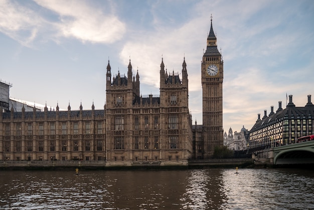 Big Ben in London from Thames River.