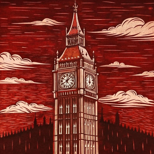 Big Ben in London UK cut out and isolated