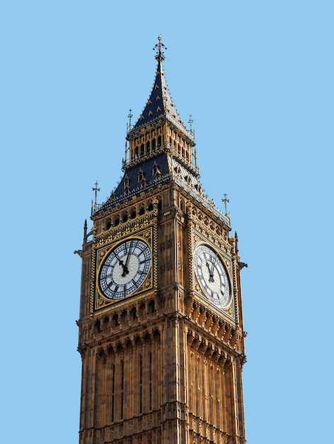 Photo big ben, london, uk. a view of the popular london landmark, the clock tower known as big ben. the gothic tower is an iconic london landmark of the houses of parliament