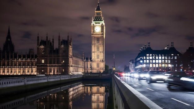 Big ben one of the most prominent symbols of both london and england as shown at night along with