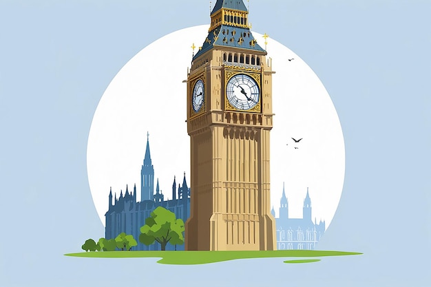 Photo big ben tower illustration on plain background